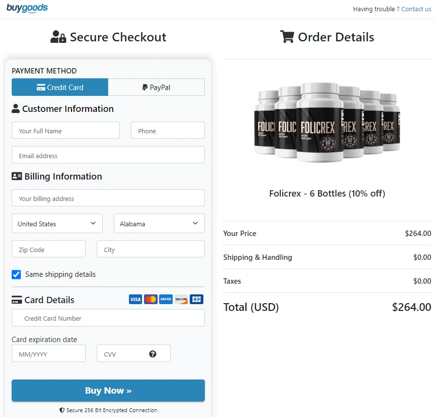 Folicrex Order Page